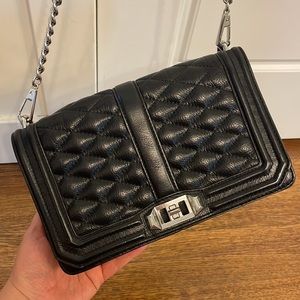 Rebecca Minkoff Black leather love quilted crossbody bag
